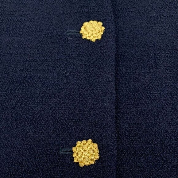 CW0684 Gucci Navy Blue Tweed Jacket With Gold Buttons & Chain Pocket Detail - Picture 5 of 8